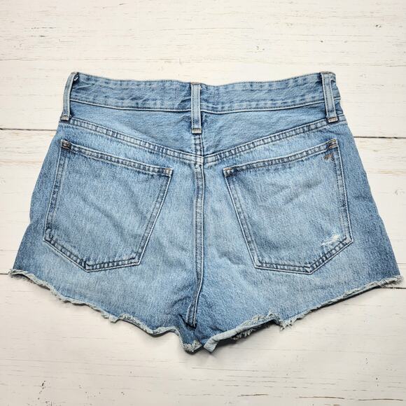 Madewell Relaxed Denim Jean Shorts Raw Hem Distressed Ripped Medium Wash 26 - Picture 2 of 8